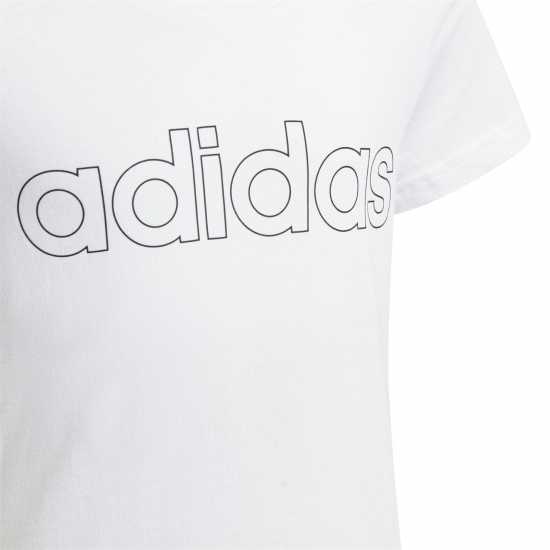 Adidas Girls Essentials Linear T-Shirt Wht/Blk Linear Детски тениски и фланелки