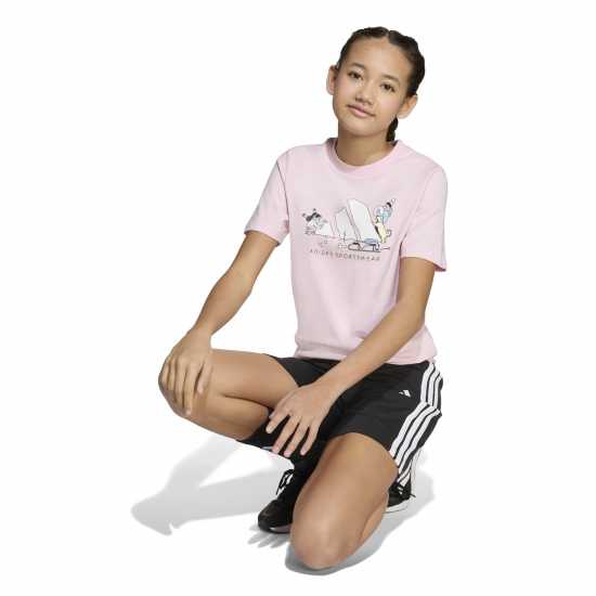 Sale Adidas Girls Essentials Linear T-Shirt Pink Детски тениски и фланелки