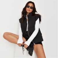 Petite Lipped Shoulder Padded Puffer Gilet