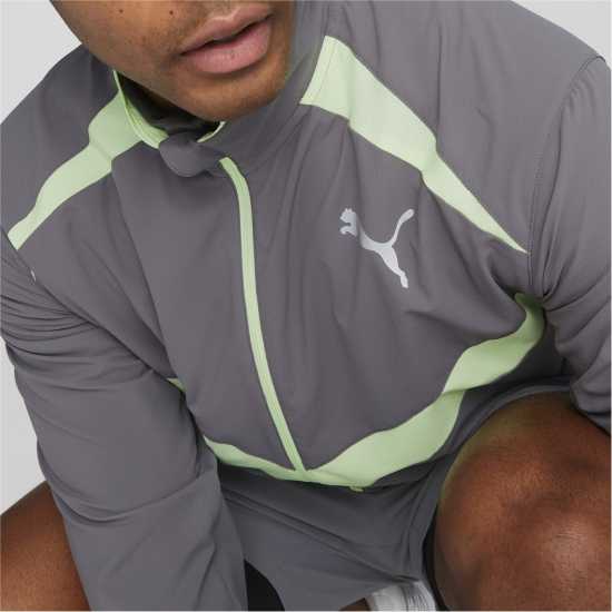 Puma Men's Run Ultraweave Performance Training Jacket Сиво/Зелено Дрехи за фитнес