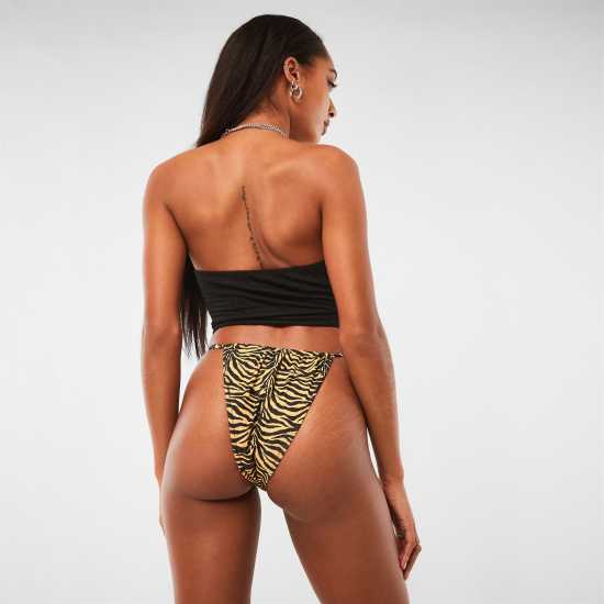 Tiger Print Tie Side Bikini Bottoms  Дамско облекло плюс размер