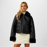 Дамски якета и палта Jack Wills Reverse Shearling Jacket Черно Jack Wills Reverse Shearling Jacket Черно Дамски якета и палта