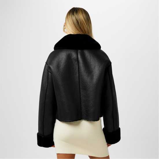 Jack Wills Reverse Shearling Jacket Черно Дамски якета и палта