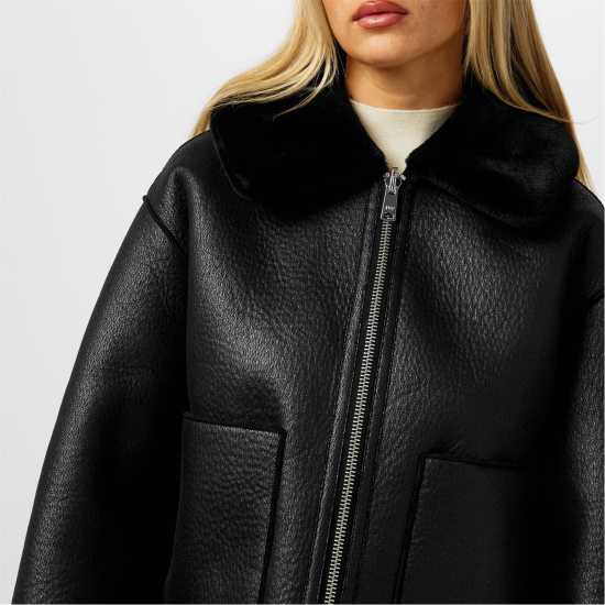 Jack Wills Reverse Shearling Jacket Черно Дамски якета и палта