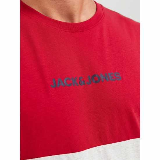 Jack And Jones Blocking Short Sleeve T-Shirt Tango Red Мъжки ризи