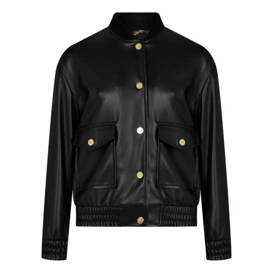 Biba Пилотско Яке Kids' Faux Leather Long Sleeve Oversized Fit Bomber Jacket  