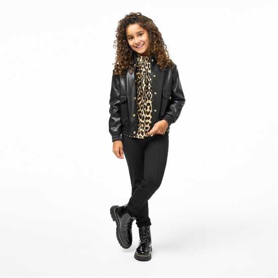 Biba Пилотско Яке Kids' Faux Leather Long Sleeve Oversized Fit Bomber Jacket  