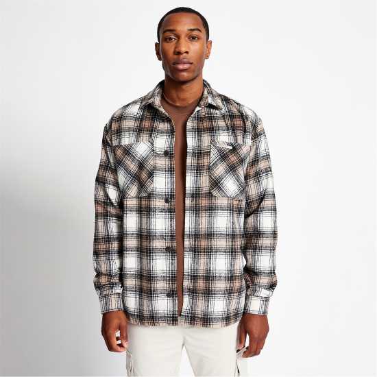 Фланелена Риза Madison Barclay Wall St Flannel Shirt Светло кафяво Мъжки грейки