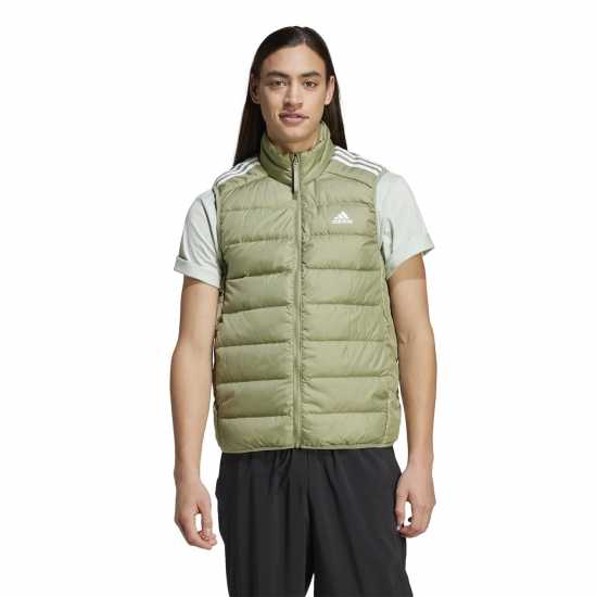 Adidas Essentials 3-Stripes Light Down Vest Зелен палатка Мъжки якета и палта