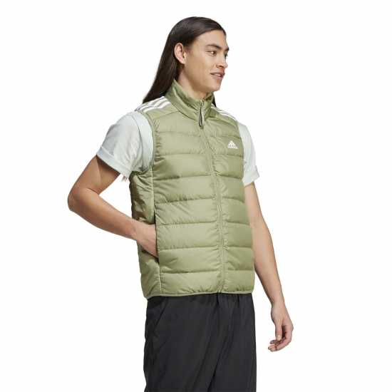 Adidas Essentials 3-Stripes Light Down Vest Зелен палатка Мъжки якета и палта