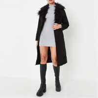 Petite Faux Fur Collared Formal Coat