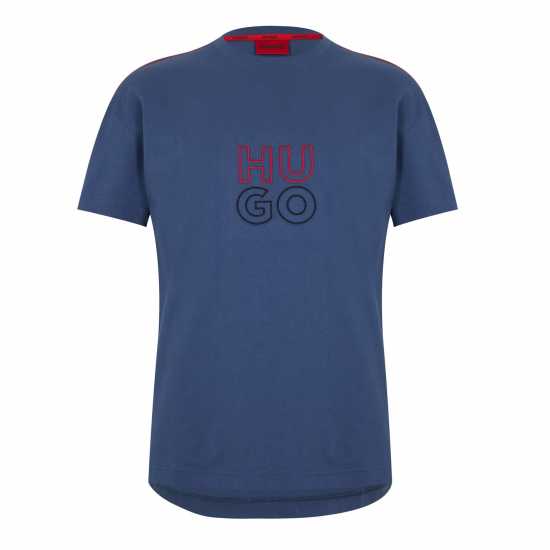 Hugo Boss Hugo Embroidered Stacked Logo T-Shirt Open Blue 468 - Мъжки пижами