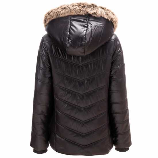 Firetrap Пухено Яке Junior Girls Luxe Bubble Jacket With Fur-Trimmed Hood  Детски якета и палта