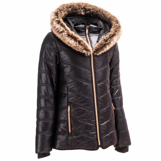 Firetrap Пухено Яке Junior Girls Luxe Bubble Jacket With Fur-Trimmed Hood  Детски якета и палта