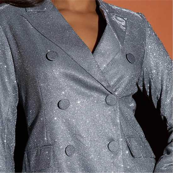 Sparkly Double Breasted Blazer With Shoulder Pads  Дамски якета и палта