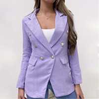 Textured Military Button Double Breasted Blazer  Дамски грейки