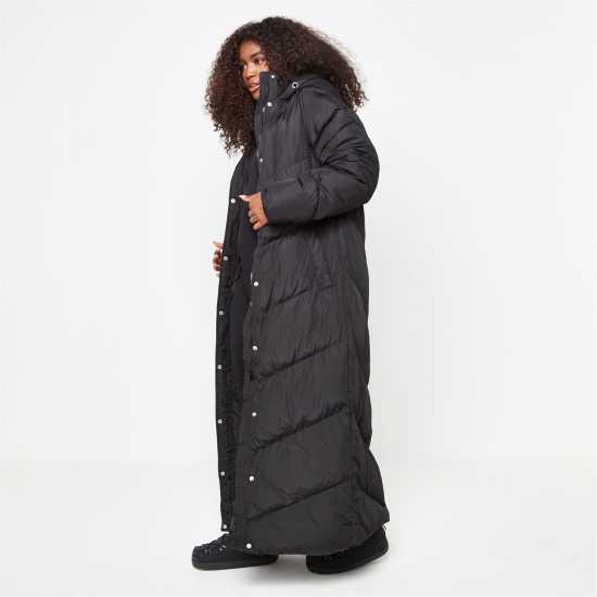 Recycled Tall Longline Chevron Puffer Coat  Дамски якета и палта
