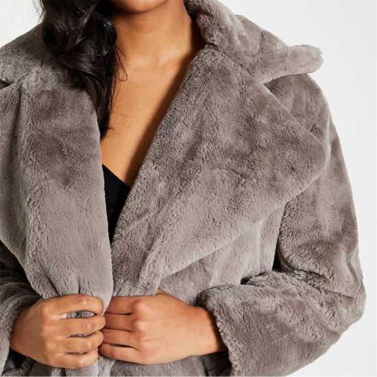 Faux Fur Mid Length Coat  Дамски якета и палта