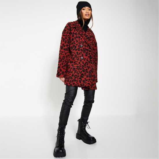 Leopard Print Formal Button Up Coat  Дамски якета и палта