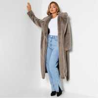 Premium Faux Fur Belted Coat  Дамски якета и палта