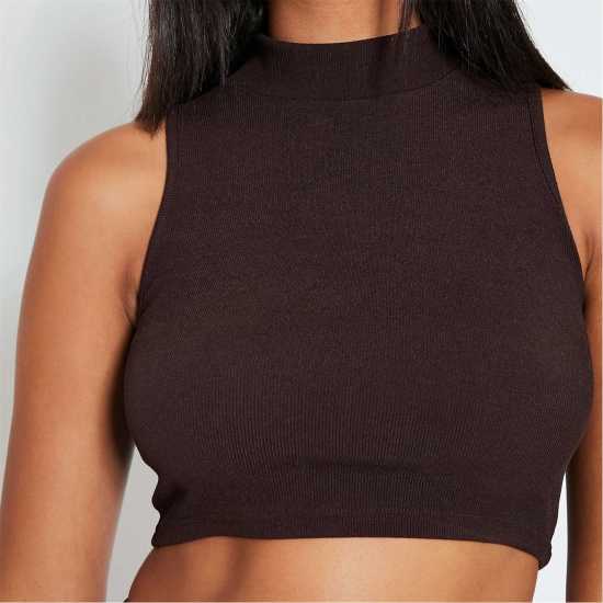 I Saw It First Rib High Neck Racer Crop Top  Дамско бельо