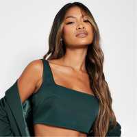 I Saw It First Tailored Square Neck Crop Top Emerald Green Дамски грейки