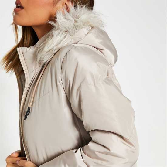 Faux Fur Hooded Longline Puffer Coat  Дамски якета и палта