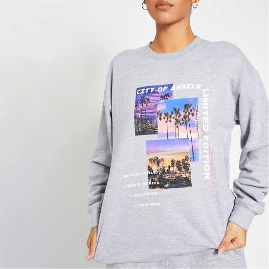 Los Angeles Graphic Print Oversized Sweatshirt