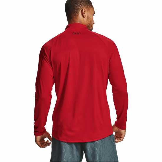 Under Armour Мъжко Горнище Полу-Цип Tech Half Zip Top Mens Red/Black Мъжко облекло за едри хора