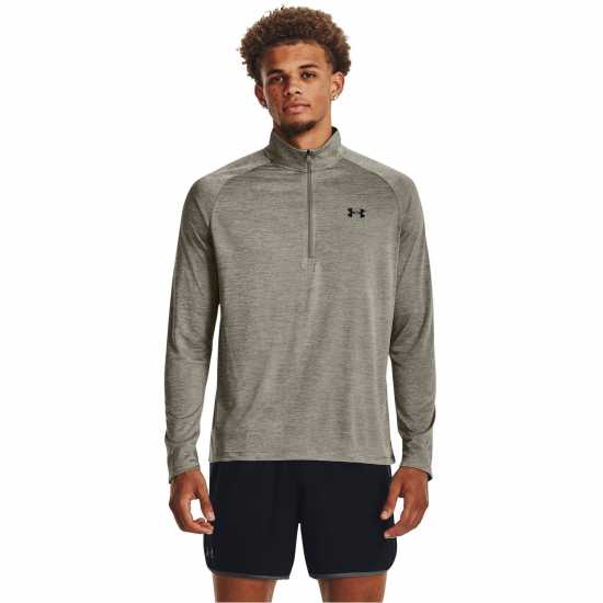 Under Armour Мъжко Горнище Полу-Цип Tech Half Zip Top Mens Green Мъжки тениски и фланелки
