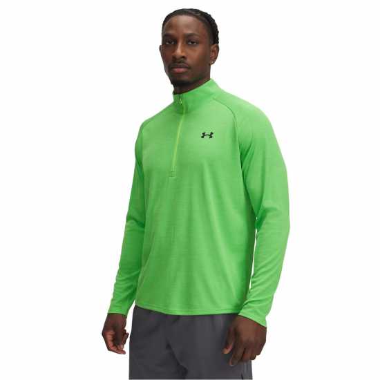 Under Armour Tech™ ½ Zip Long Sleeve Mens Кибер Зелено/Черно Мъжки тениски и фланелки