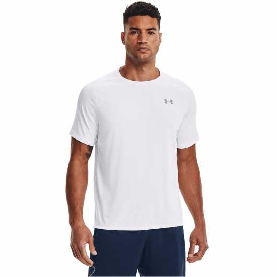 Under Armour Мъжка Тениска Tech Training T Shirt Mens White/Grey Мъжко облекло за едри хора