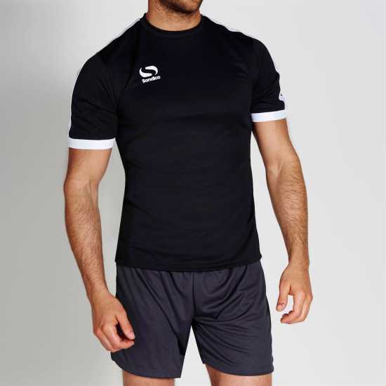 Sondico Футболна Фланелка Полиестер Fundamental Polyester Football Top Mens Black/White Мъжко облекло за едри хора