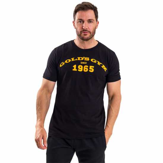 Мъжка Риза Golds Gym Logo T-Shirt Mens Черно/Злато Мъжки тениски и фланелки