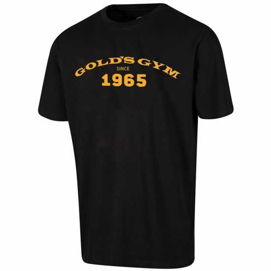 Мъжка Риза Golds Gym Logo T-Shirt Mens Черно/Злато Мъжки тениски и фланелки