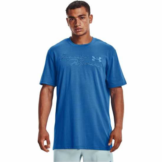 Under Armour Мъжка Тениска Original Performance T Shirt Mens Victory Blue Мъжки ризи