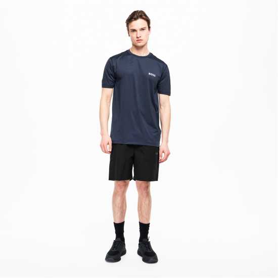 Hugo Boss Boss Mens Boss Green Short Sleeve Performance Gym Top - Tech Cotton Navy 
