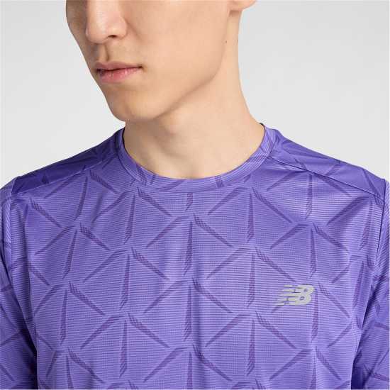 New Balance Men's Short Sleeve Performance Gym Top Electric Purple Мъжки тениски и фланелки