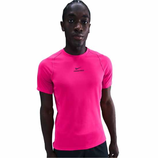 Nike Мъжка Тениска Къс Ръкав Pro Training Dri-Fit Short Sleeve Top Mens Розово/Черно 