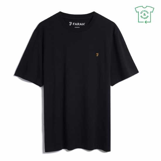 Farah Farah Alexander Regular Fit Circular T-Shirt Черно Мъжки тениски и фланелки