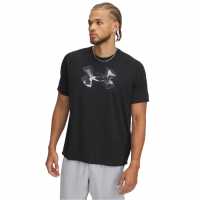 Under Armour Десенирани Шорти Spring Tech Print Short-Sleeve Performance Gym Top Черно Дрехи за фитнес