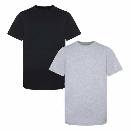 Детски тениски и фланелки Nike 2Pk Crew Under Shirt Junior Boys Grey/Black Nike 2Pk Crew Under Shirt Junior Boys Grey/Black Детски тениски и фланелки