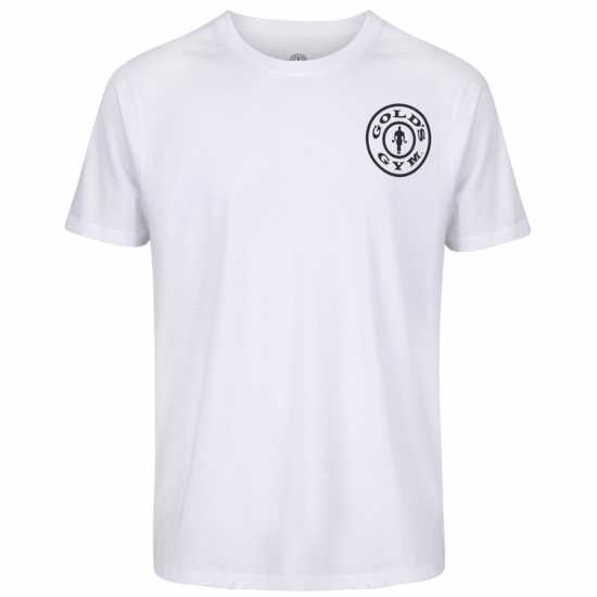 Golds Gym Мъжка Риза Basic Left Chest T-Shirt Mens White Мъжко облекло за едри хора