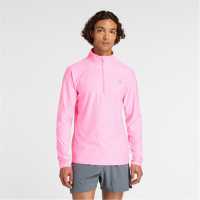 New Balance Men's Space Dye Quarter-Zip Long-Sleeve Performance Gym Top Неон Розово 
