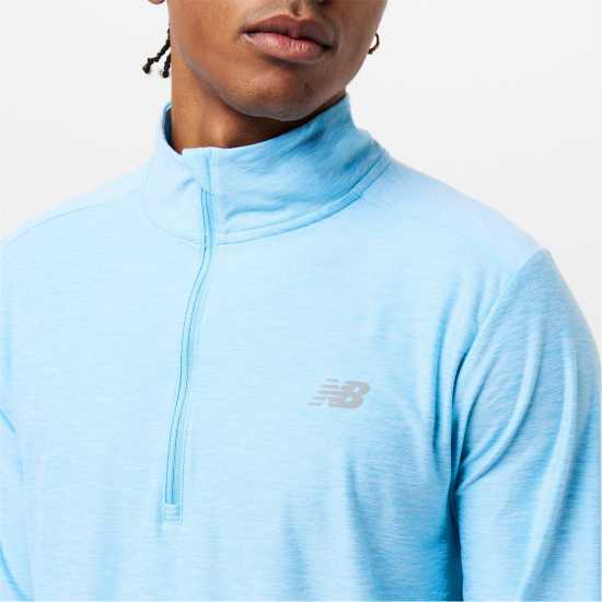 New Balance Men's Space Dye Quarter-Zip Long-Sleeve Performance Gym Top Небесно синьо 