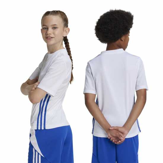 Детски тениски и фланелки Adidas Tabela 23 Jersey Juniors Бяло/Кралско синьо Adidas Tabela 23 Jersey Juniors Бяло/Кралско синьо Детски тениски и фланелки
