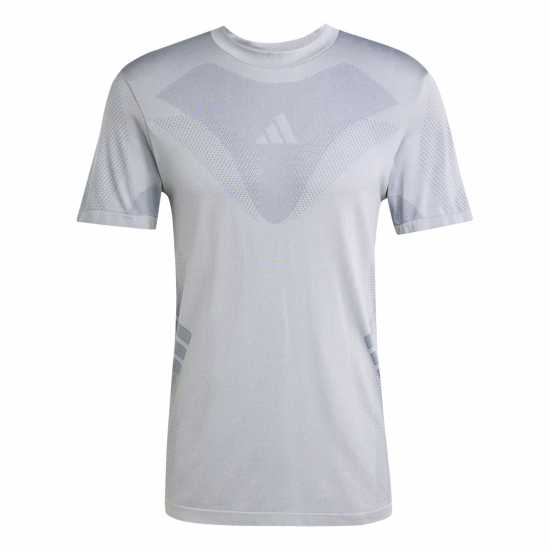 Adidas Gym+ Seamless Tee Mens Silver/Dblue Мъжки тениски и фланелки
