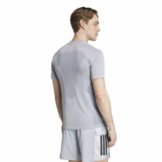 Adidas Gym+ Seamless Tee Mens Silver/Dblue Мъжки тениски и фланелки