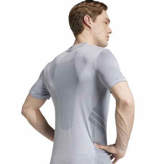 Adidas Gym+ Seamless Tee Mens Silver/Dblue Мъжки тениски и фланелки