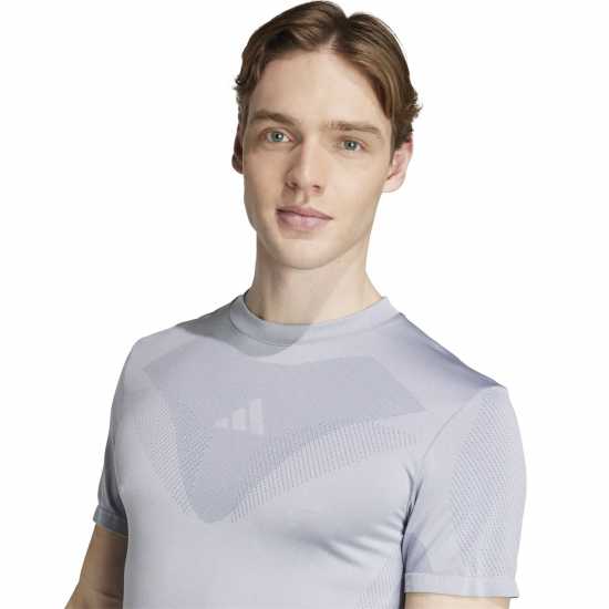 Adidas Gym+ Seamless Tee Mens Silver/Dblue Мъжки тениски и фланелки